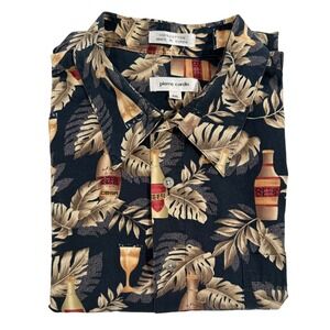 Vintage Pierre Cardin Mens 2XL Tropical Beer Cocktail Print Hawaiian Shirt M148